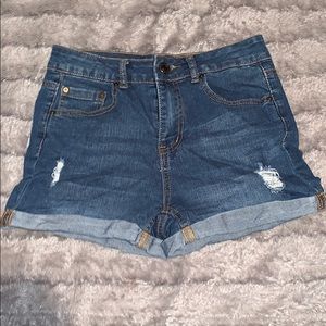 Dark blue denim jean shorts